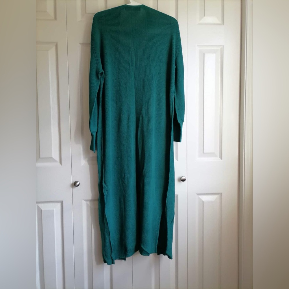 NWT Free People Livimg in This Sweater Long Teal Cardigan Size XS - Picture 7 of 9